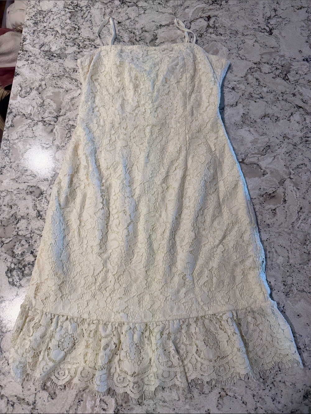 Dainty Hooligan Cream Lace Midi Skirt with Ruffle Hem